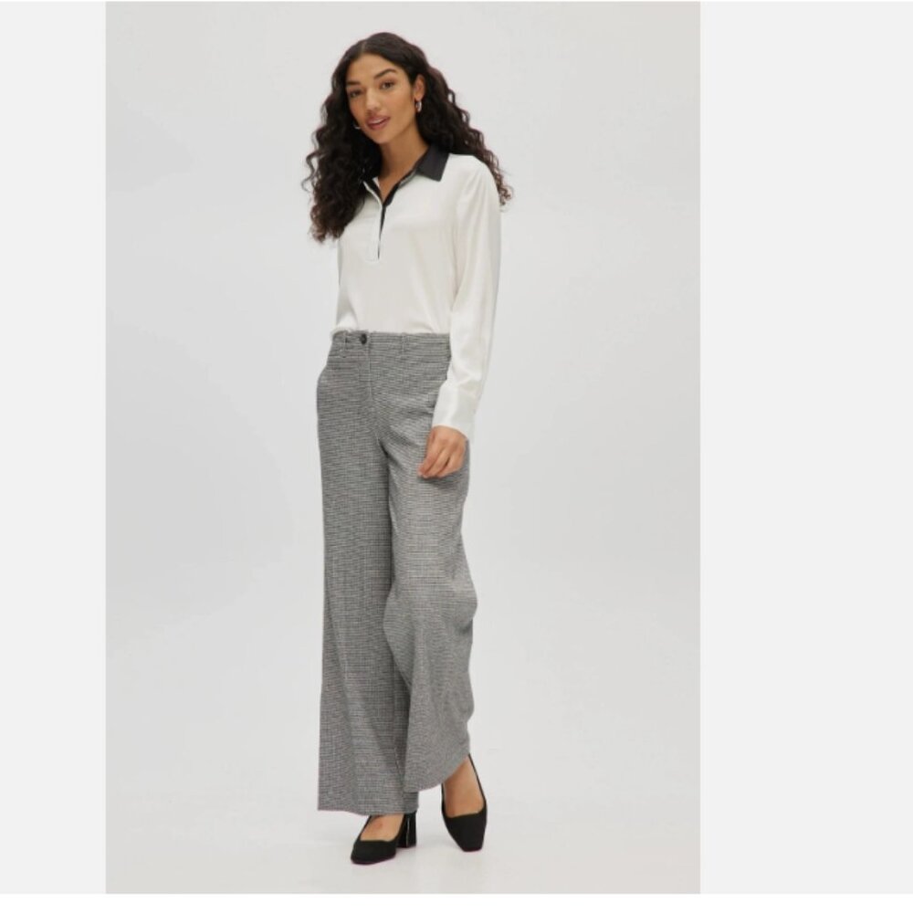 Hilary Radley Women's Front Slash Pockets Stretch Brushed Pants Black\Off White - Picture 3 of 5